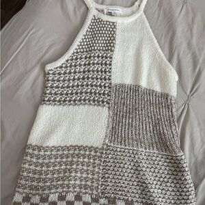 Vici Women's Patchwork Tank Top - Cream and Gray